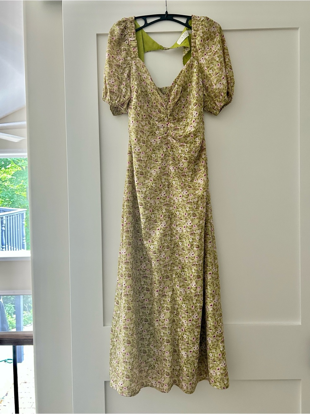 Astr the Label Lime Pink Ditsy Milkmaid Midi Dress